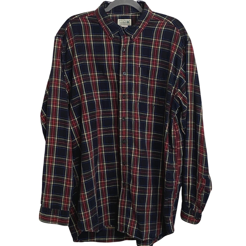 Thrashed VTG 80s LL Bean Flannel Button Down Shirt Men XL Tall Red Plaid Cotton